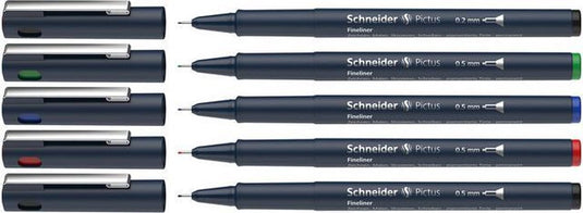 Schneider schrijfwaren schneider fineliner - pictus - assorti kleuren - 5 stuks - s-197595