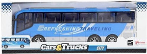 Cars trucks vehicool reisbus blauw frictie - 32cm