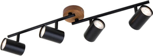 Briloner leuchten wood style - plafondlamp - spots draaibaar - 4-lichts - gu10 - materiaal: hout en metaal - kleur: zwart