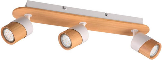Trio aruni - spot - houtkleurig met wit - excl. 3x gu10 4,5w