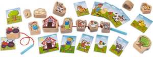 Janod houten rijgspel educatief speelgoed 13-delig multi kleuren.