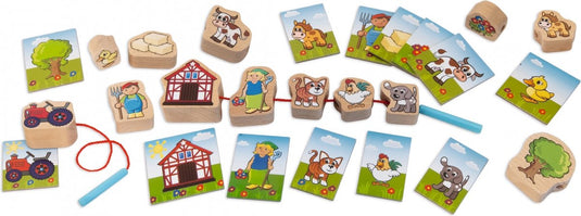Janod houten rijgspel educatief speelgoed 13-delig multi kleuren.