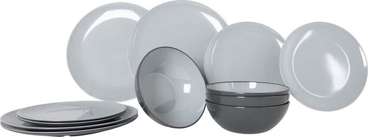 Gimex - vivid line - servies - grijs - 12-delig