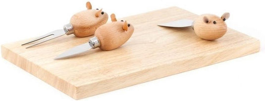 Kikkerland cheese board and 3 mouse knives