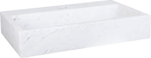 Differnz flat fontein 38x24x8cm 1 kraangat recht mat rechthoek marmer wit