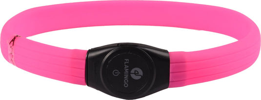Flamingo led halsband hond oplaadbaar – ilona visio roze – 35-64cm – lichtgevende halsband met usb 3 standen – zichtbaarheid tot 500m