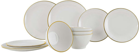 Gimex linea line servies - goud - 12-delig