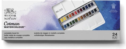 Winsor newton 0390645 cotman aquarelverf set – metal sketchers box – 24 halve napjes