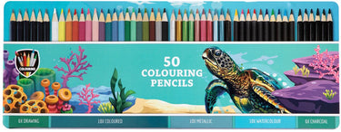 Creative craft group kleurpotloden in tinnenbox, 50st.