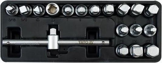 Yato - olieplug sleutelset - 18-delig - 3 8 aandrijving