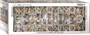 Eurographics - het plafond van de sixtijnse kapel - michelangelo di buonarotti - 1000 stukjes 96×32cm (b×h) - fine art panorama legpuzzel