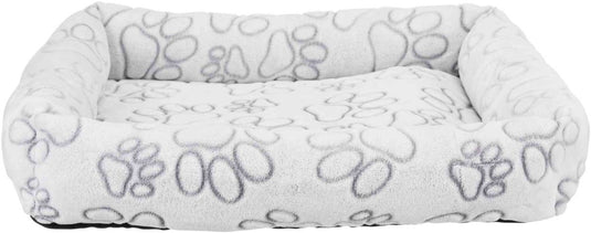 Trixie hondenmand - nando hoekig lichtgrijs - 60x50 cm, pluche, polyester, schuimrubber vulling