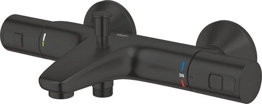 Grohe precision start thermostatische badkraan - 15 cm - waterbesparend - met omstelling - inclusief koppelingen - mat zwart