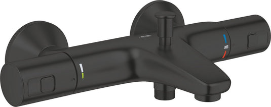 Grohe precision start thermostatische badkraan - 15 cm - waterbesparend - met omstelling - inclusief koppelingen - mat zwart