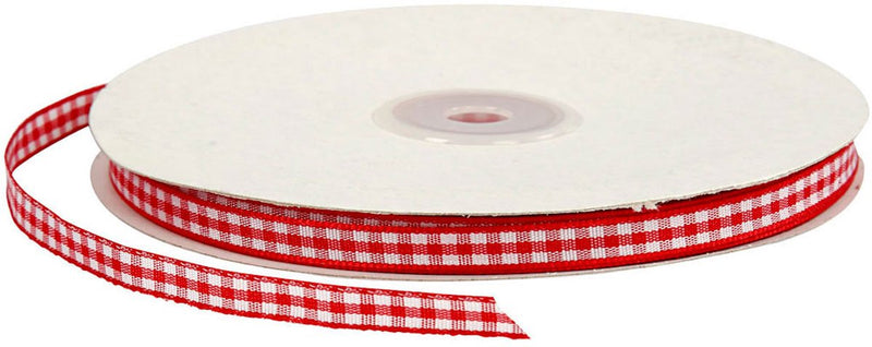 Chargez l'image dans la visionneuse de la galerie, Creativ company geruit lint, b: 6 mm, rood wit, 50 m
