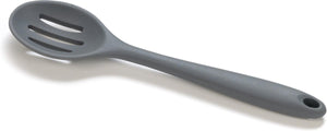 Basic culinair keukenlepel met gleuf - siliconen - 20cm - grijs
