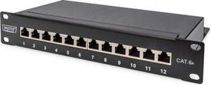 Digitus dn-91612s-ea 12 poorten netwerkpatchpaneel 254 mm (10) cat 6a 1 he ingericht