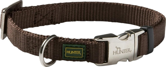 Hunter klikhalsband alu nylon soft bruin - hondenhalsband - 40-55x2.0 cm