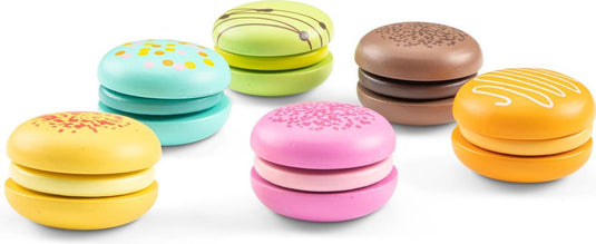 Woet ® houten speelgoed macaron set - 6 stuks met klittenband - speelgoedeten voor kinderen - rollenspel keukenspeelgoed - vanaf 2 jaar