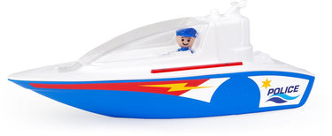 Lena politieboot speelgoedboot met speelfiguur - 36 cm - blauw.
