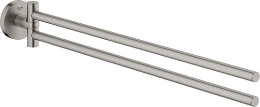Grohe essentials handdoekhouder met twee draaibare armen - supersteel (rvs)