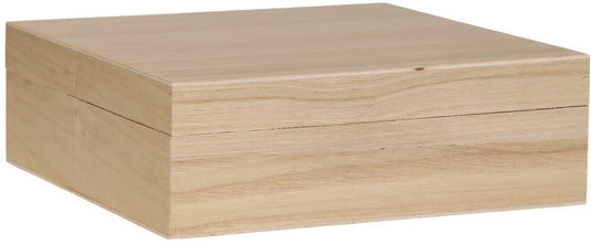 Playwood houten kist vierkant met losse deksel - opbergbox bruin 20x20x5,7 cm.