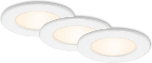 Briloner thin - inbouwspots set van 3 - 3 x led 6w 450lm - ip44 (badkamer) - lichtkleur: warm wit - inbouwdiepte: 30mm - inbouwmaat: 100mm - product: ø115mm - wit