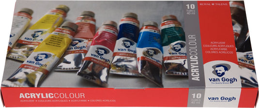Bruynzeel van gogh acrylverf basisset met 10 kleuren in tubes van 40ml
