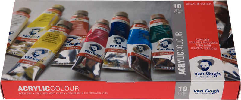 Afbeelding laden in galerijviewer, Van gogh acrylverf basisset met 10 kleuren in tubes van 40 ml
