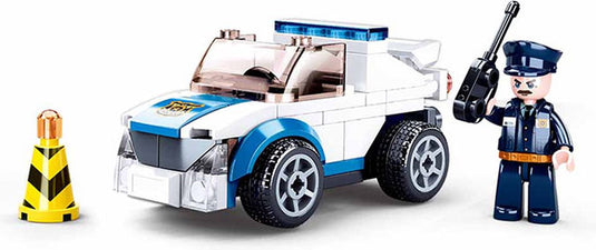 Sluban politie patrouille auto pull-back bouwspeelgoed kinderen vanaf 6 jaar – constructiespeelgoed modelbouw – bouwdoos met 90 bouwstenen en 1 minifiguur – m38-b0824