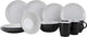 Gimex - solid line - servies - zwart wit - 16-delig