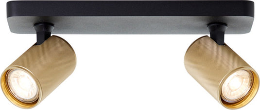 Brilliant marty - plafondspot - gu10 2x5w 3000k - zwart goudkleurig