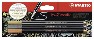 Stabilo pen 68 metallic viltstiften zilver goud koper - 3dlg.