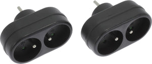 Q-link exin verdeelstekker - 2 x domino met penaarde - zwart
