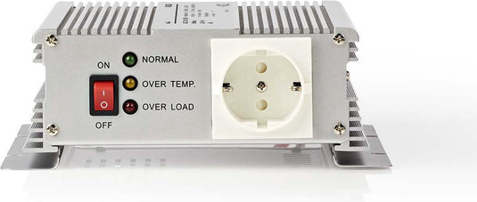 Nedis inverter gemodificeerde sinusgolf - ingangsvoltage: 24 v dc - apparaat stroomoutput: type f (cee 7 3) - 230 v ac 50 hz - 600 w - piekvermogen: 1500 w - accuklemmen - zilver