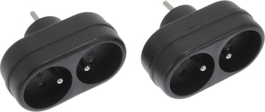 Q-link exin verdeelstekker - 2 x domino met penaarde - zwart