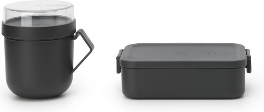 Brabantia make take lunchset - 2-delig - kunststof - dark grey
