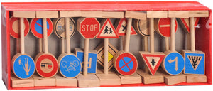 Playwood houten verkeersbordenset speelgoed - 18-delig - educatief.