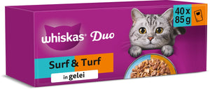 Whiskas kattenvoer - adult 1+ - duo surf turf selectie in gelei - 40x85g