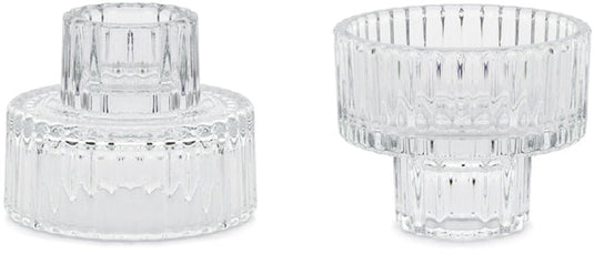 Partydeco 4 stuks 2-in-1 glazen kaarsenhouder 6.5x5.5 cm