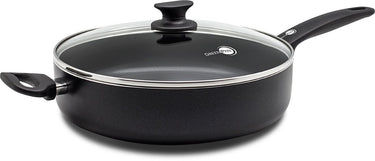 Greenpan cambridge hapjespan 28cm met deksel - 4.2l - pfas-vrije antikleeflaag – hapjespan inductie - keramische pan – ovenbestendig tot 160°c – koudgrepen - met glazen deksel - zwart