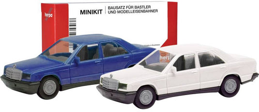 Herpa mercedes benz 190e, blauw en wit 012409-009 h0