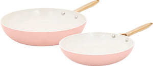 Cosy trendy elegance koekenpannenset 2-delig ø24 28cm - pfas-vrij - inductie koekenpan - snelle opwarming - zonder deksel - pink