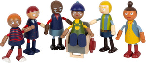 Small foot - houten poppenhuis familie met rolstoel, 6st.