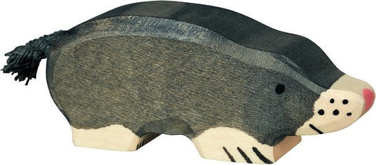 Holztiger bosdieren - mol - 7,5x2x3cm - houten figuur - handgemaakt