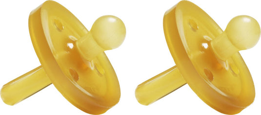 Natursutten rubberen fopspeen - 0-6 maanden - rond schild - kers tuit - 2 stuks