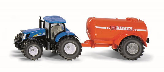 Siku 1945, new holland tractor met éénas-drijfvat, schaal 1:50, metaal kunststof,