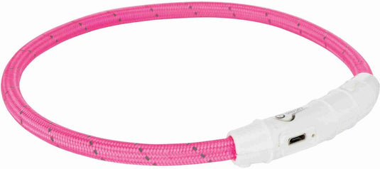 Trixie lichtgevende halsband hond flash usb tpu nylon roze