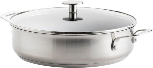 Kitchenaid hapjespan met deksel 28cm - 4.3l - pfas-vrije antikleeflaag - hapjespan inductie - rvs hapjespan - ovenbestendig tot 230 graden - zilver