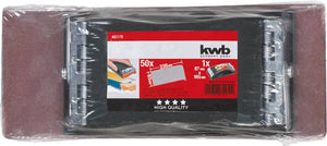 Kwb handschuurmachineset, 2-delig inclusief schuurblok met kleminrichting en schuurpapier schuurstrips 93 x 230 mm (50 stuks)